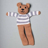 Estella Organic Cotton Handmade Baby Soother, 7.5 - Inch Striped Brown Bear - ANB Baby